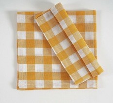 19&quot; x 19&quot; Dinner Napkins ~ Gold &amp; White Check ~ 100% Cotton Fabric - £17.89 GBP