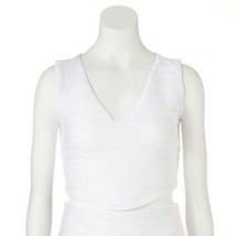 Womens Crop Top Tank Cami Blouse JLO Jennifer Lopez White Jacquard Shirt-sz XL - £15.57 GBP