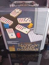 Mexican Train Dominoes Game Set Double 12 Color Domino Cardinal Aluminum... - $24.50