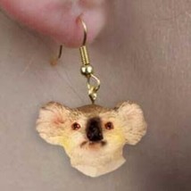 Animal Wildlife KOALA Head Resin Dangle Earrings...Reduced Price - £4.70 GBP