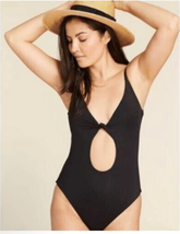 Andie Swim Womens XL The Santorini One Piece Swimsuit Flat Black Cut Out NWT - $56.09