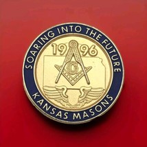 Vintage Masonic Kansas Masons 1996 Gold Tone Enamel Pin - $12.95