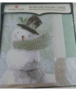 40 Deluxe Christmas Holiday Greeting Cards Snowman with Envelopes Carlto... - £11.58 GBP