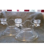 Manhattan or Park Avenue design double candle holders, clear glass, two ... - £20.08 GBP