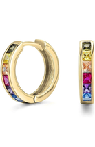 ADIRFINE 18K Gold Plated Rainbow Colored Princess Cubic Zirconia Huggie Earrings - £37.86 GBP