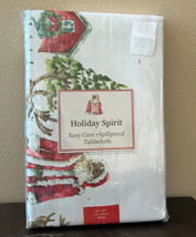 Benson Mills Christmas Trees Santa Reindeer   Tablecloth New 60”x104” Sp... - $39.98