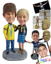 Personalized Bobblehead Funny looking couple wearing extravagant colorful clothe - £123.38 GBP