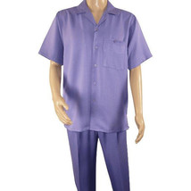 Men 2pc Walking Leisure Suit Short Sleeves By DREAMS 256-29 Solid Lavender - $99.99