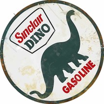 Sinclair Dino Gasoline 14&quot; Round Rustic Metal Sign - £31.25 GBP