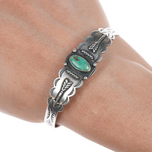 6 3/8&quot; 40&#39;s-50&#39;s Maisels Navajo curio silver and turquoise cuff bracelet - £90.89 GBP