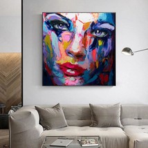 Hand Painted Painting on Canvas Nielly Style Francoise Abstract Portrait Women B - £87.04 GBP+