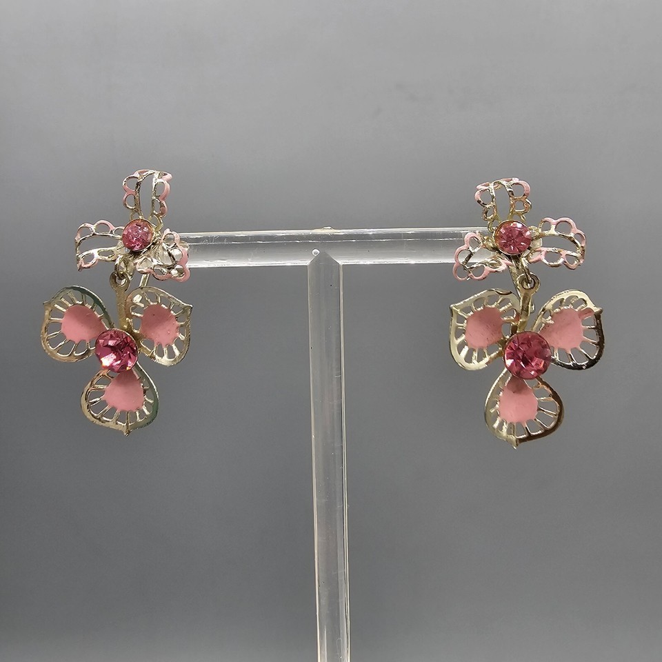 Vintage Flower Earrings Silver Tone Flower Articulated Screwback Lightwe... - $19.99
