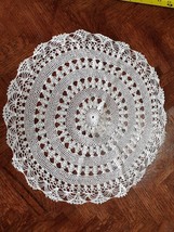 Vintage Crocheted Round Doily, White, 14&quot;, Large, Petite Stitches - £9.79 GBP
