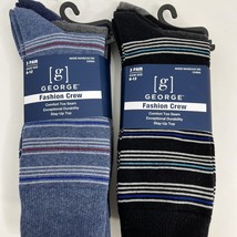 6 Pairs Mens Soft Classic Cotton Fashion Crew Socks 6-12 Stripe Blue Bla... - £8.14 GBP
