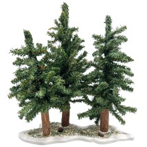 Dept 56 Village Spruce Tree Forest Lot of 3 On Base 16” 14” 12” Wood Trunks Xmas - £23.94 GBP