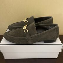 Tahari Trinity Grey Suede Leather Knot Bit Loafers Womens 7.5 M Almond T... - $35.43