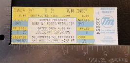Metallica Guns N Roses - Vintage Aug 29 1992 New Orl EAN S Mint Whole Show Ticket - £23.59 GBP