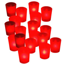 18pc Battery Operated Flickering RED LED Tealights Votive Tea Lights Flameless - £19.69 GBP