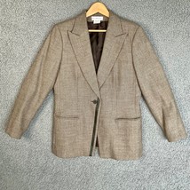 Harve Benard Sport Jacket Womens 14 Brown Wool Leather Trim Fully Lined Blazer - £14.82 GBP