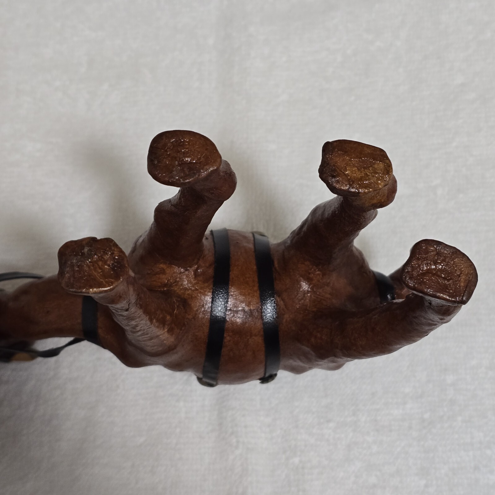 Vintage 7" Collectible Wooden Leather Wrapped Camel Figure w/ Glass Eyes Figure Item image 9