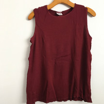 CP Shades L Shirt Red Tank Rib Knit Sleeveless Scoop Neck Texture Pullover Top - £11.08 GBP