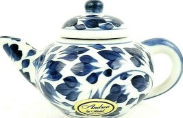 Andrea by Sadek Blue and White Teapot 2 1/2&quot; x 5&quot; NWT - $279.41 MXN
