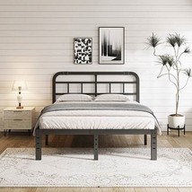 California King Size Heavy Duty Black Metal Platform Bed Frame with Headboard - $6,165.71 MXN