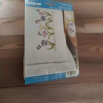 JANLYNN Stamped Embroidery Pillow Case Pair Tulip Garden Butterflies  NE... - $12.00