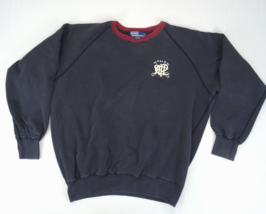 Vintage Polo Ralph Lauren Scribble Sweatshirt 90s Polo Size L Blue Faded Raglan - £56.30 GBP