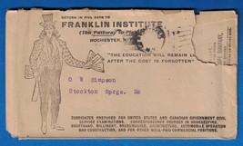 ca 1900 US Ad Cover -Franklin Institute, Rochester, NY /Stockton Springs, ME J8  - £2.31 GBP