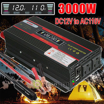 3000W Vehicle Car Power Inverter Watt Dc 12V To Ac 110V Pure Sine Wave C... - $100.99