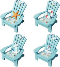 Wooden Handmade Mini Chair Ornament Beach 4 Pack Decor Nautical Decoration for B - £20.85 GBP