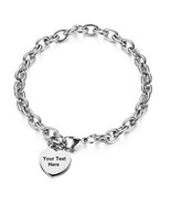 Personalized Engraved Initial Heart Bracelet • Engraved Jewelry Gifts fo... - £3.90 GBP