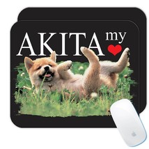 Akita My Love Playing : Gift Mousepad Dog Pet Animal Cute Field - £10.21 GBP