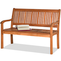 50&quot; Two Person Patio Bench Loveseat Solid Wood Chair W/Armrest Outdoor G... - $201.99