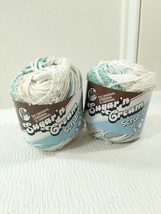 NEW Lily Sugar &#39;N Cream Scrub off yarn set 2 bubble white teal grey aqua mint - £10.39 GBP