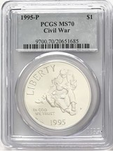 1995 P Civil War Commemorative Silver Dollar PCGS MS70 Classic Blue Label - £141.97 GBP