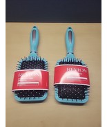 (2) Revlon Straight &amp; Smooth Paddle Brush Hair Brush Soft Feel Teal - $13.86