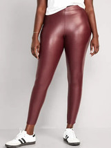 Old Navy High Rise Faux Leather Leggings Women XL Red Raisin Pull On Stretch NEW - £15.38 GBP