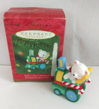 2001 Hallmark Keepsake Ornament Baby&#39;s First Christmas Teddy Bear Train - $111.32 MXN