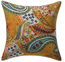 INDACORIFIE Kantha Square Cushion Cover Handmade Indian Paisley Print Cushion Pi - £11.98 GBP