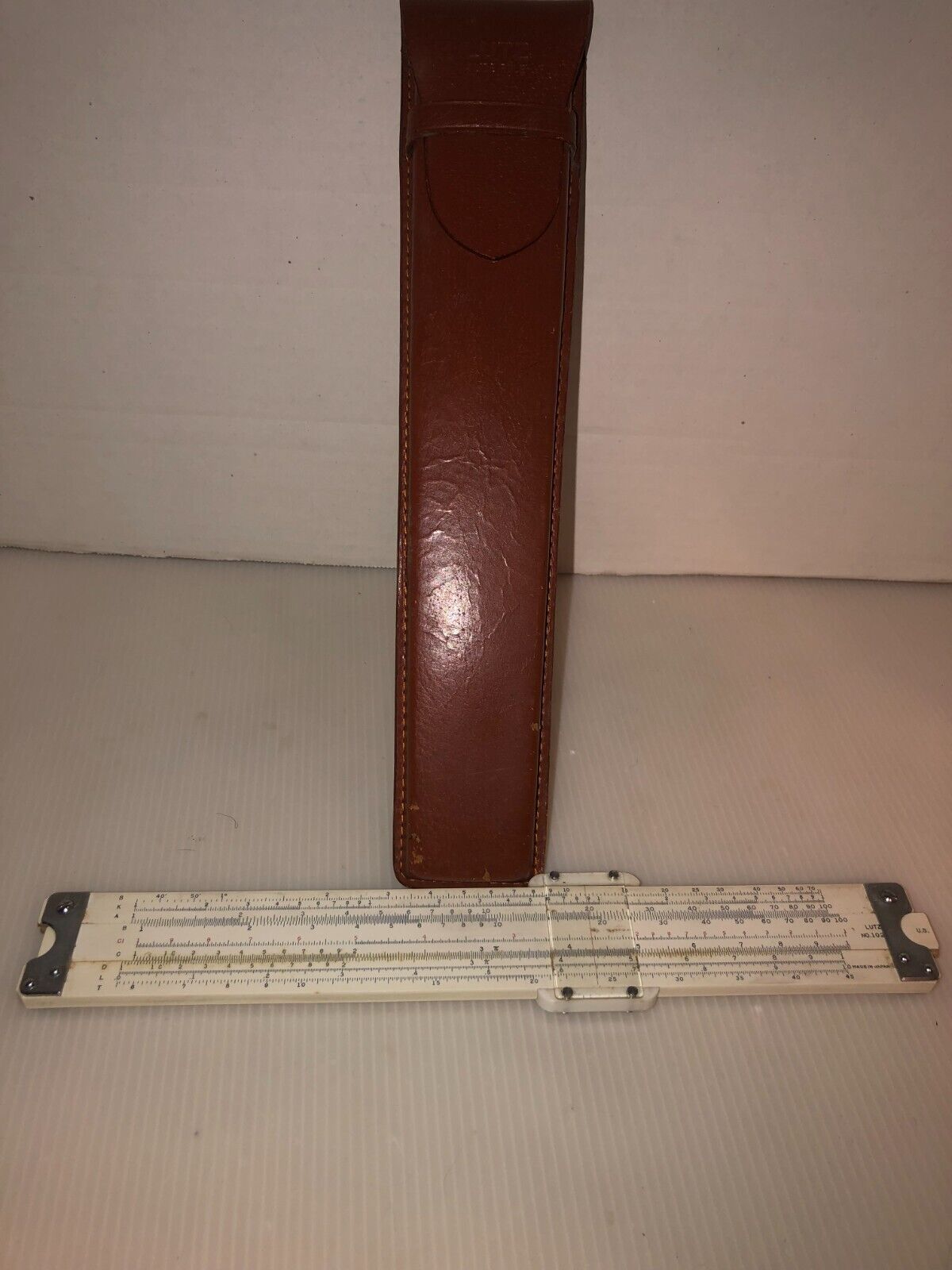 Primary image for Vintage Lutz No 102S Slide Rule With Leather Case-Japan