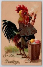 Easter Greetings Dressed Rooster Smoking Pipe Cigar Postcard S23 - £5.54 GBP