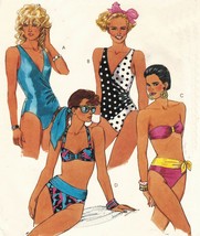 Misses Crossover 1 Or 2 Piece Swimsuit Bandeau Bikini Halter Sew Pattern Size 10 - £9.54 GBP