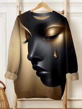 Women&#39;s Black Woman Aesthetics Art Print Casual Sweatshirt - $28.00