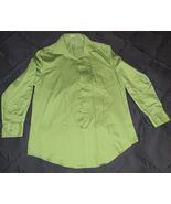 Van Heusen Lux Sateen Green Dress Shirt 16 32/33 Fitted Men&#39;s Button Lon... - $13.96