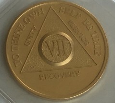 7 Year Alcoholics Anonymous AA 24k Gold Plated Medallion Chip Sobriety Coin - £12.45 GBP