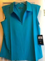 NWT IBKUL Solid VIVID TURQUOISE Sleeveless Polo Golf Shirt sizes S M L XL & XXL image 2