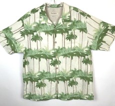 Large Tommy Bahama 100% Silk Aloha Shirt Hawaiian Palm Trees Original Fit - £31.65 GBP