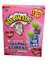 Valentine&#39;s Day Warheads Sour Green Apple Candy Lollipops/Card Kit 12 PCs - £10.19 GBP